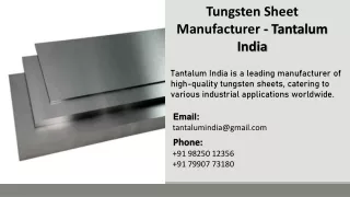 Tungsten Sheet Manufacturer  - Tantalum India