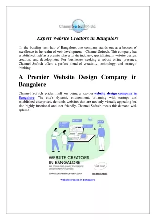 Expert Website Creators in Bangalore