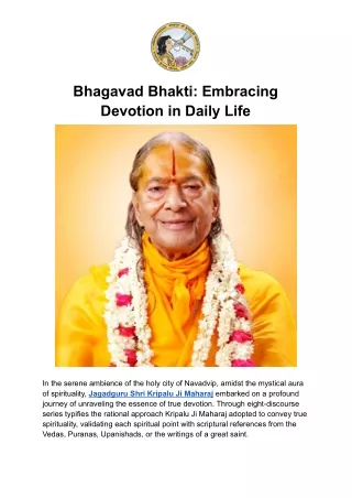 Bhagavad Bhakti: Embracing Devotion in Daily Life