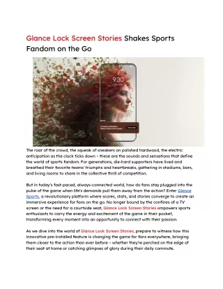 Glance Lock Screen Stories Shakes Sports Fandom on the Go