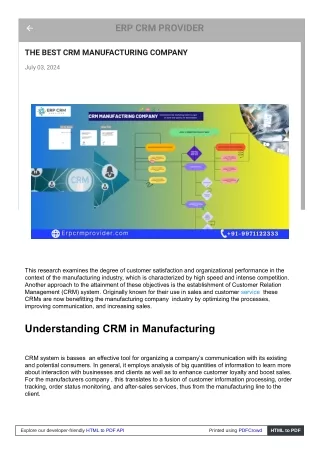 THE BEST CRM  MANUFACTURING COMPANY