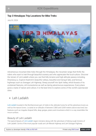 "Unveil the Top 3 Bike Trekking Spots in the Himalayas: Ladakh, Spiti Valley, Ka