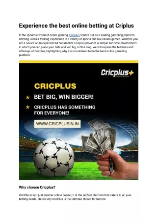 Experience the best online betting at Criplus