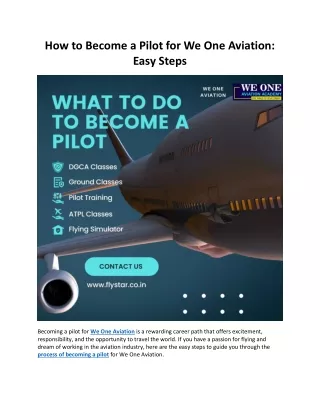 How to Become a Pilot for We One Aviation: Easy Steps