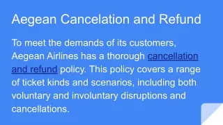 AEGEAN CANCELATION AND REFUND POLICY