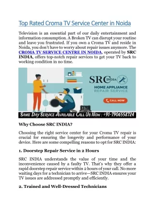 Top Rated Croma TV Service Center Noida