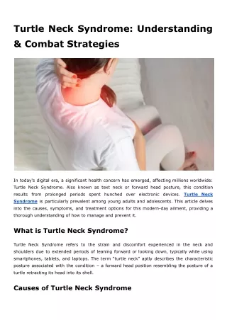 Turtle Neck Syndrome: Understanding & Combat Strategies