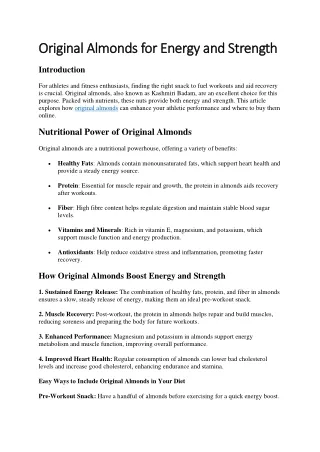 Original Almonds for Energy and Strength