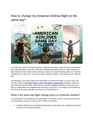 How to change my American Airlines flight on the same day