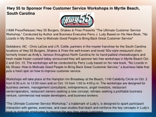 Hwy 55 to Sponsor Free Customer Service Workshops in Myrtle