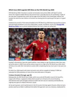 Which Euro 2024 Legends Will Shine at the FIFA World Cup 2026
