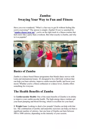 Zumba Swaying Your Way to Fun and Fitness