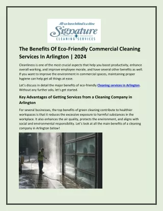 The Benefits Of Eco-Friendly Commercial Cleaning Services In Arlington