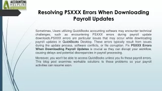 How to eliminate QuickBooks Payroll Error PS101