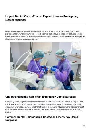 Urgent Dental Care What to Expect from an Emergency Dental Surgeon