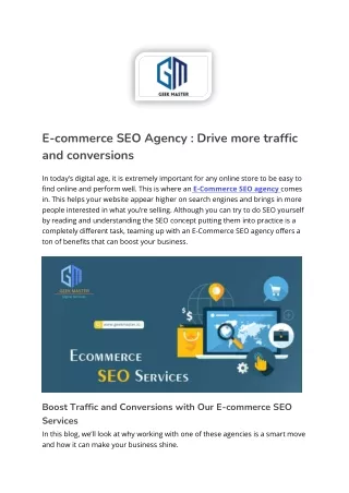 E-commerce SEO Agency Drive more traffic and conversions.