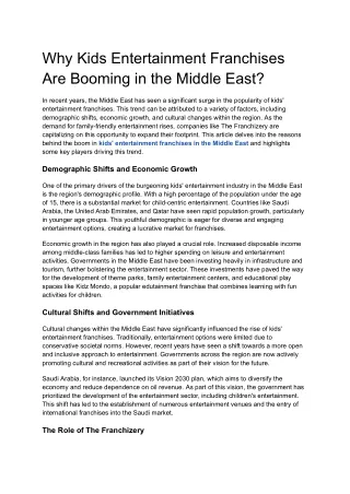 Why Kids Entertainment Franchises Are Booming in the Middle East