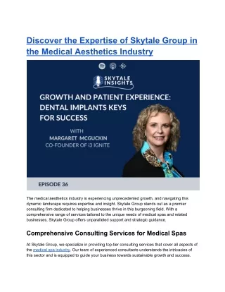 Discover the Expertise of Skytale Group in the Medical Aesthetics Industry