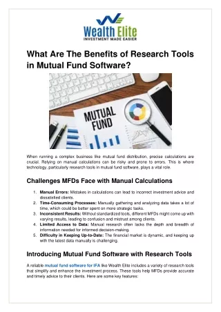 What Are The Benefits of Research Tools in Mutual Fund Software