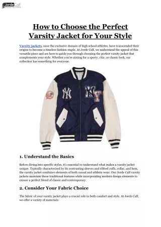 How to Choose the Perfect Varsity Jacket for Your Style