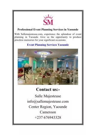 Professional Event Planning Services in Yaounde