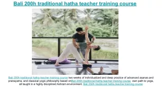 Bali 200h traditional hatha teacher training course