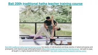 Bali 200h traditional hatha teacher training course