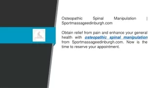 Osteopathic Spinal Manipulation  Sportmassageedinburgh.com