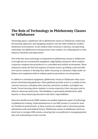 Top Benefits of Enrolling in Phlebotomy Classes in Tallahassee