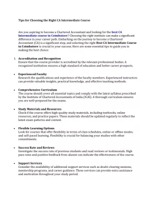 Tips for Choosing the Right CA Intermediate Course