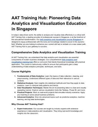 AAT Training Hub_ Pioneering Data Analytics and Visualization Education in Singapore