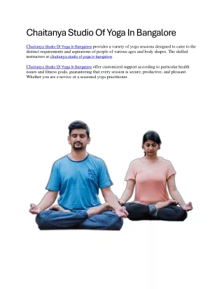 Chaitanya Studio Of Yoga In Bangalore