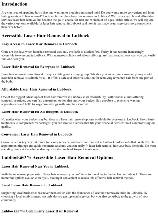 Laser Hair Removal Made Easy in Lubbock: Convenient Beauty Services