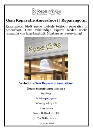 Gsm Reparatie Amersfoort  Repairngo.nl