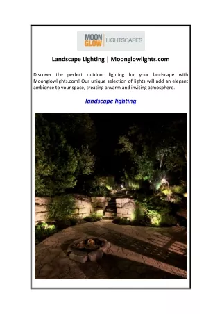 Landscape Lighting  Moonglowlights.com