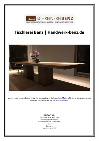 Tischlerei Benz | Handwerk-benz.de