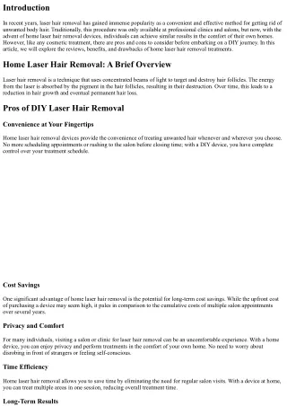 Home Laser Hair Removal Reviews: Pros and Cons of DIY Treatments