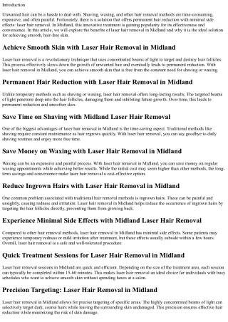 Say Goodbye to Unwanted Hair: Laser Hair Removal in Midland