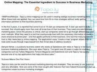 Online Mapping: The Essential Ingredient to Success in Busin