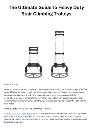 Heavy Duty Stair Climbing Trolleys