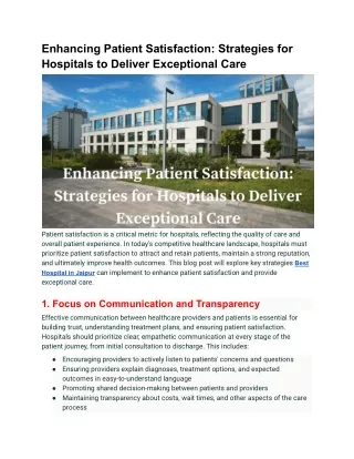 Enhancing Patient Satisfaction_ Strategies for Hospitals to Deliver Exceptional Care