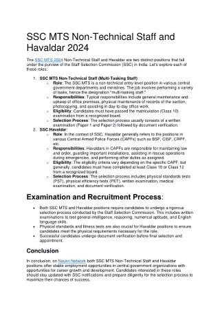SSC MTS 2024 Non-Technical Staff