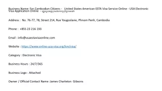 For Cambodian Citizens -   United States American ESTA Visa Service Online - USA