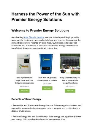 Solar Shop in Jamaica