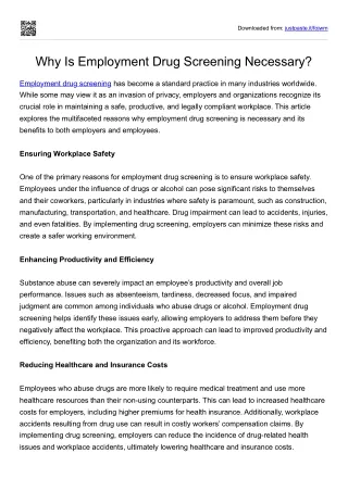 Why Is Employment Drug Screening Necessary