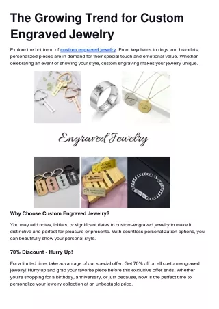 The Growing Trend for Custom Engraved Jewelry