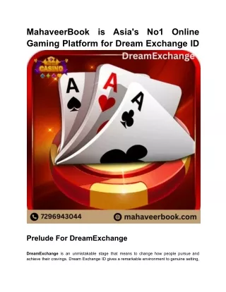 MahaveerBook is Asia's No1 Online Gaming Platform for Dream Exchange ID