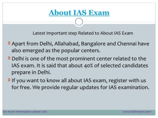 Latest points About IAS Exam