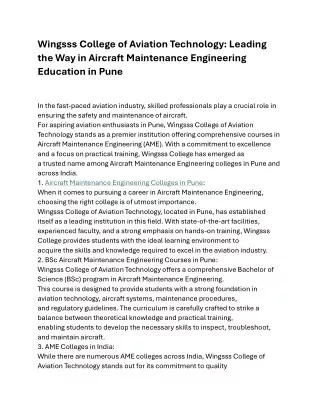 Wingsss College of Aviation Technology