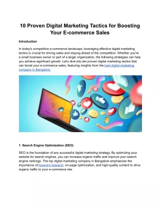 Digital Marketing Tactics for Boosting Your Ecommerce Sales